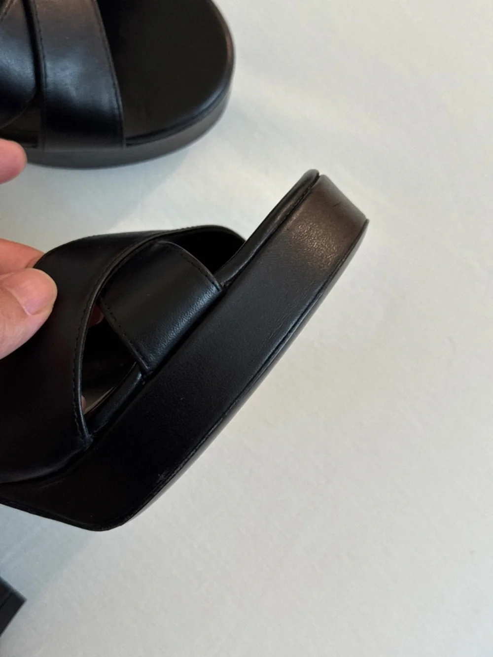 Stuart Weitzman Dayna Black Leather Platform Sandals size size 8.5 - Picture 7 of 13